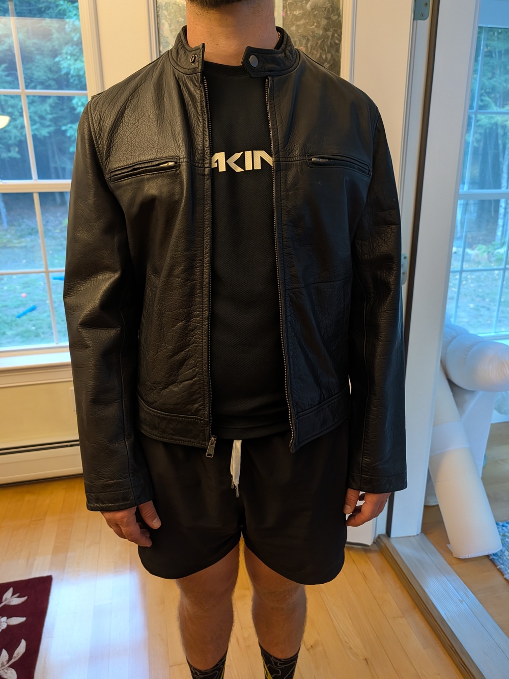 Lucky Brand Black Leather Bomber Jacket